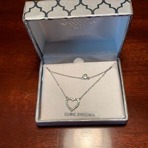 Sterling Silver & Cubic Zirconia Necklace NWOT